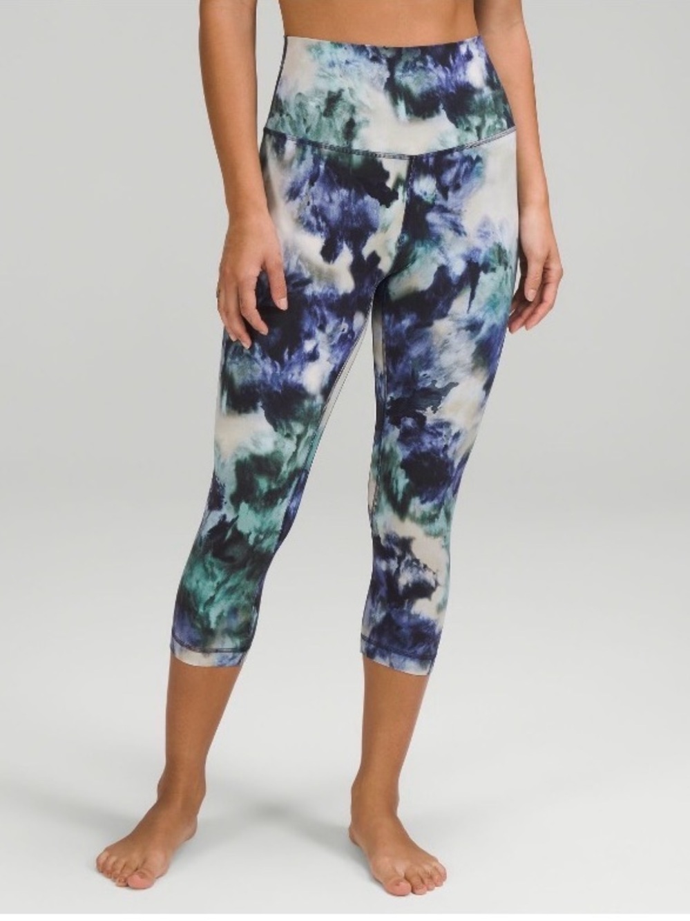 lululemon cropped leggings in blue and green tie-dye - 21” inseam
